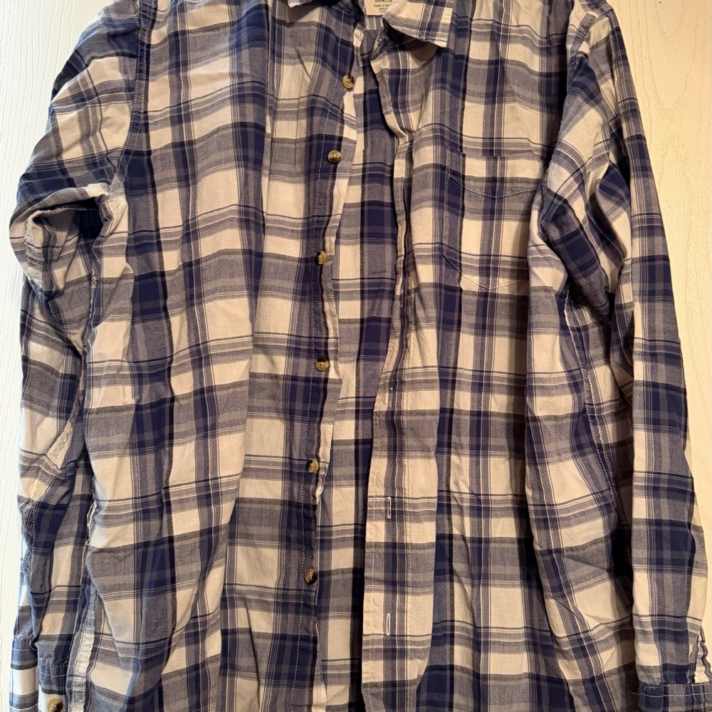Wrangler Navy and Cream Plaid Men's Shirt